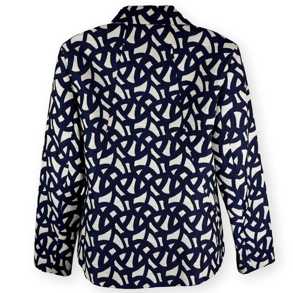 Lafayette 148 Womens Blazer Jacket Blue/Beige Geometric Print  10 - Picture 6 of 8